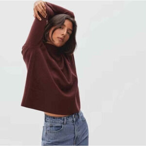 EVERLANE The Cashmere Square Turtleneck Espresso Maroon